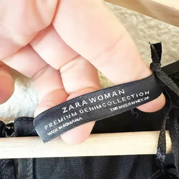 NWT Zara Satin Knotted Black Bat Wing Dress Mini sz M - Picture 8 of 12